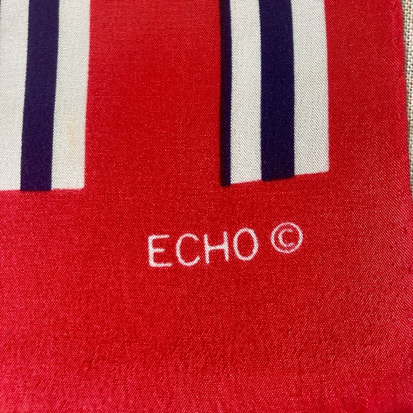 Vintage ECHO striped silk scarf. Red, white and blue - Picture 2 of 10